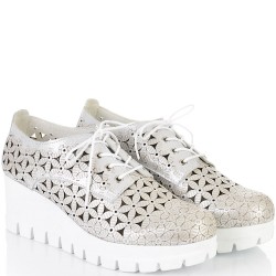 ДАМСКИ ОБУВКИ НА ПЛАТФОРМА ОТ ЕФЕКТНА ЕСТЕСТВЕНА КОЖА-D3032A-СРЕБЪРНИ