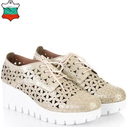 ДАМСКИ ОБУВКИ НА ПЛАТФОРМА ОТ ЕФЕКТНА ЕСТЕСТВЕНА КОЖА-D3032A-ЗЛАТНИ