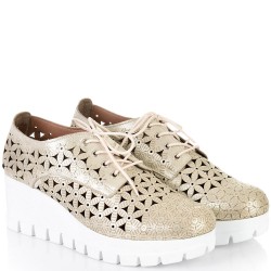 ДАМСКИ ОБУВКИ НА ПЛАТФОРМА ОТ ЕФЕКТНА ЕСТЕСТВЕНА КОЖА-D3032A-ЗЛАТНИ