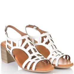ДАМСКИ САНДАЛИ НА ТОК ОТ ЕСТЕСТВЕНА КОЖА-D2084-БЕЛИ