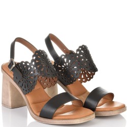 ДАМСКИ САНДАЛИ НА ТОК ОТ ЕСТЕСТВЕНА КОЖА-D3043-ЧЕРНИ