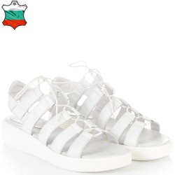 ДАМСКИ САНДАЛИ НА ПЛАТФОРМА ОТ ЕСТЕСТВЕНА КОЖА-20453-1293-БЕЛИ