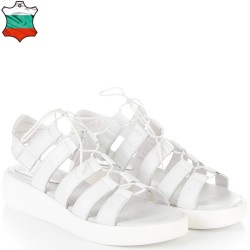 ДАМСКИ САНДАЛИ НА ПЛАТФОРМА ОТ ЕСТЕСТВЕНА КОЖА-20453-1293-БЕЛИ