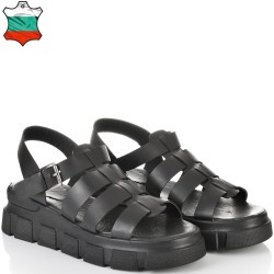 ДАМСКИ САНДАЛИ НА ПЛАТФОРМА ОТ ЕСТЕСТВЕНА КОЖА-22780-1011-ЧЕРНИ