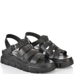 ДАМСКИ САНДАЛИ НА ПЛАТФОРМА ОТ ЕСТЕСТВЕНА КОЖА-22780-1011-ЧЕРНИ