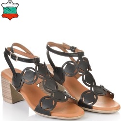 ДАМСКИ САНДАЛИ НА ТОК ОТ ЕСТЕСТВЕНА КОЖА-D4019-ЧЕРНИ