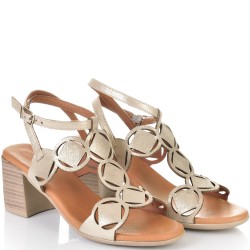 ДАМСКИ САНДАЛИ НА ТОК ОТ ЕФЕКТНА ЕСТЕСТВЕНА КОЖА-D4019-ЗЛАТНИ