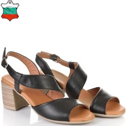 ДАМСКИ САНДАЛИ НА ТОК ОТ ЕСТЕСТВЕНА КОЖА-D5006-ЧЕРНИ