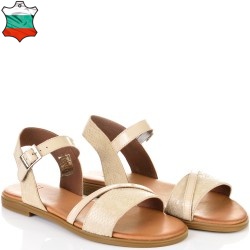 ДАМСКИ САНДАЛИ НА РАВНО ХОДИЛО ОТ ЕФЕКТНА ЕСТЕСТВЕНА КОЖА-TERESA 09-БЕЖОВИ