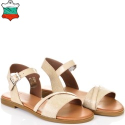 ДАМСКИ САНДАЛИ НА РАВНО ХОДИЛО ОТ ЕФЕКТНА ЕСТЕСТВЕНА КОЖА-TERESA 09-БЕЖОВИ