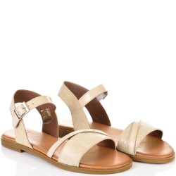 ДАМСКИ САНДАЛИ НА РАВНО ХОДИЛО ОТ ЕФЕКТНА ЕСТЕСТВЕНА КОЖА-TERESA 09-БЕЖОВИ
