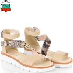 ДАМСКИ САНДАЛИ ОТ ЕСТЕСТВЕНА КОЖА-22225-1003-БЕЖОВО/КАФЯВО