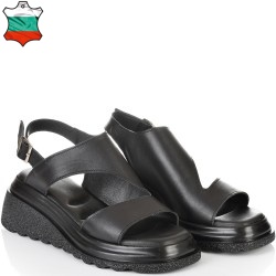 ДАМСКИ САНДАЛИ НА ПЛАТФОРМА ОТ ЕСТЕСТВЕНА КОЖА-5095-ЧЕРНИ