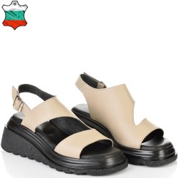 ДАМСКИ САНДАЛИ НА ПЛАТФОРМА ОТ ЕСТЕСТВЕНА КОЖА-5095-ТАУПЕ