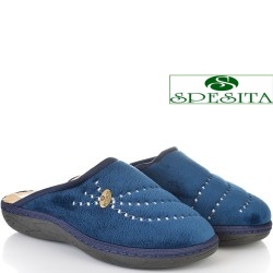 ДАМСКИ ПАНТОФИ НА АНАТОМИЧНО ХОДИЛО-109-ТЪМНО СИНИ