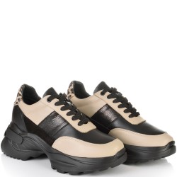 ДАМСКИ КЕЦОВЕ ОТ ЕСТЕСТВЕНА КОЖА-D6065-БЕЖОВО/ЧЕРНО