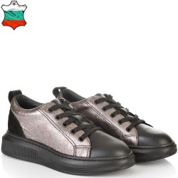 ДАМСКИ КЕЦОВЕ ОТ ЕСТЕСТВЕНА КОЖА-4078-ЧЕРНО/БРОНЗОВО