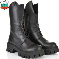 ДАМСКИ БОТИ ОТ ЕСТЕСТВЕНА КОЖА НА ОЛЕКОТЕНО ХОДИЛО-KALBIM 01-ЧЕРНИ