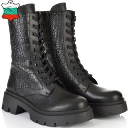 ДАМСКИ БОТИ ОТ ЕСТЕСТВЕНА КОЖА НА ОЛЕКОТЕНО ХОДИЛО-ISABELLE 03-ЧЕРНИ