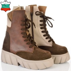 ДАМСКИ БОТИ ОТ ЕСТЕСТВЕНА КОЖА/ВЕЛУР-ASTRA 50-305-КАФЯВИ