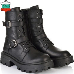 ДАМСКИ БОТИ ОТ ЕСТЕСТВЕНА КОЖА НА ОЛЕКОТЕНО ХОДИЛО-SANTORINI 03-ЧЕРНИ