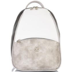 БЪЛГАРСКА ДАМСКА РАНИЦА-S1323-СИВО/БЯЛО