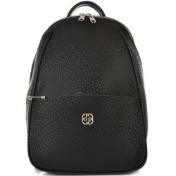 БЪЛГАРСКА ДАМСКА РАНИЦА-S1323-ЕФЕКТНА КОЖА-ЧЕРНА