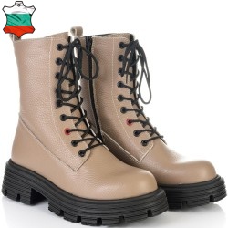 ДАМСКИ БОТИ ОТ ЕСТЕСТВЕНА КОЖА С ЕФЕКТНО ОЛЕКОТЕНО ХОДИЛО-D6022-БЕЖОВИ