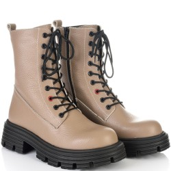 ДАМСКИ БОТИ ОТ ЕСТЕСТВЕНА КОЖА С ЕФЕКТНО ОЛЕКОТЕНО ХОДИЛО-D6022-БЕЖОВИ