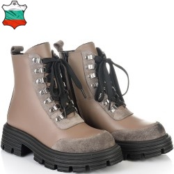 ДАМСКИ БОТИ ОТ ЕСТЕСТВЕНА КОЖА С ВЕЛУР-D5042-ТАУПЕ