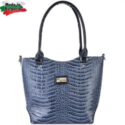 ДАМСКА ЧАНТА-S1276-КРОКО-ТЪМНО СИНЯ
