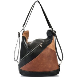 БЪЛГАРСКА ДАМСКА ЧАНТА/РАНИЦА-S1351-ЧЕРНО/КАФЯВО