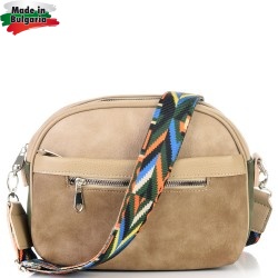 ДАМСКА ЧАНТА ПРЕЗ РАМО-S1345-БЕЖОВO/ЗЕЛЕНО