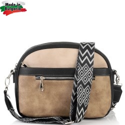 ДАМСКА ЧАНТА ПРЕЗ РАМО-S1345-ЧЕРНО/БЕЖОВО