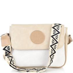 ДАМСКА ЧАНТА ПРЕЗ РАМО-S1342-БЕЖОВО/БЯЛО