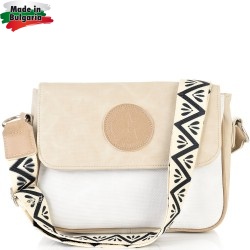 ДАМСКА ЧАНТА ПРЕЗ РАМО-S1342-БЕЖОВО/БЯЛО