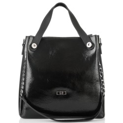 ДАМСКА ЕЛЕГАНТНА ЧАНТА-501-ЛАК-ЧЕРНА