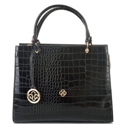 ДАМСКА ЕЛЕГАНТНА ЧАНТА-905-ЕФЕКТНА-ЛАК-ЧЕРНА