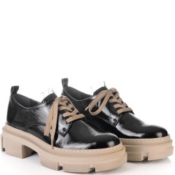 ДАМСКИ ОБУВКИ ОТ ЕСТЕСТВЕН ЛАК С ДАНТЕЛА-D6063-ЧЕРНИ