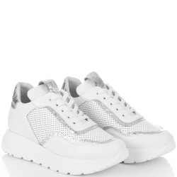 ДАМСКИ КЕЦОВЕ ОТ ЕСТЕСТВЕНА КОЖА-D6071-БЯЛО/СРЕБЪРНИ