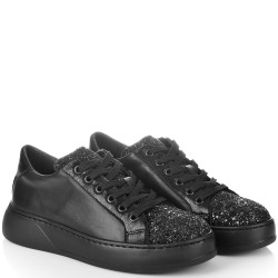 ДАМСКИ КЕЦОВЕ ОТ ЕСТЕСТВЕНА КОЖА И БРОКАТ-7073-ЧЕРНИ