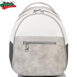 БЪЛГАРСКА ДАМСКА РАНИЦА-S1334-СИВО/БЯЛО