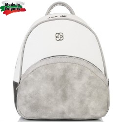 БЪЛГАРСКА ДАМСКА РАНИЦА-S1316-СИВО/БЯЛО