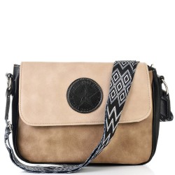 ДАМСКА ЧАНТА ПРЕЗ РАМО-S1342-ЧЕРНО/БЕЖОВО