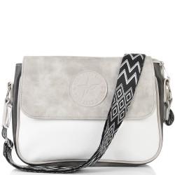 ДАМСКА ЧАНТА ПРЕЗ РАМО-S1342-СИВО/БЯЛО