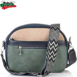 ДАМСКА ЧАНТА ПРЕЗ РАМО-S1345-ТЪМНО СИНЬО/БЕЖОВО