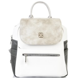 БЪЛГАРСКА ДАМСКА РАНИЦА-S1353-БЯЛО/СИВО