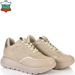 ДАМСКИ КЕЦОВЕ ОТ ЕСТЕСТВЕНА КОЖА-D6071-БЕЖОВО/ЗЛАТНО