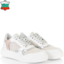 ДАМСКИ КЕЦОВЕ ОТ ЕСТЕСТВЕНА КОЖА-D5065-БЯЛО/СРЕБЪРНО/ПУДРА