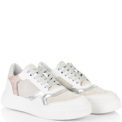 ДАМСКИ КЕЦОВЕ ОТ ЕСТЕСТВЕНА КОЖА-D5065-БЯЛО/СРЕБЪРНО/ПУДРА